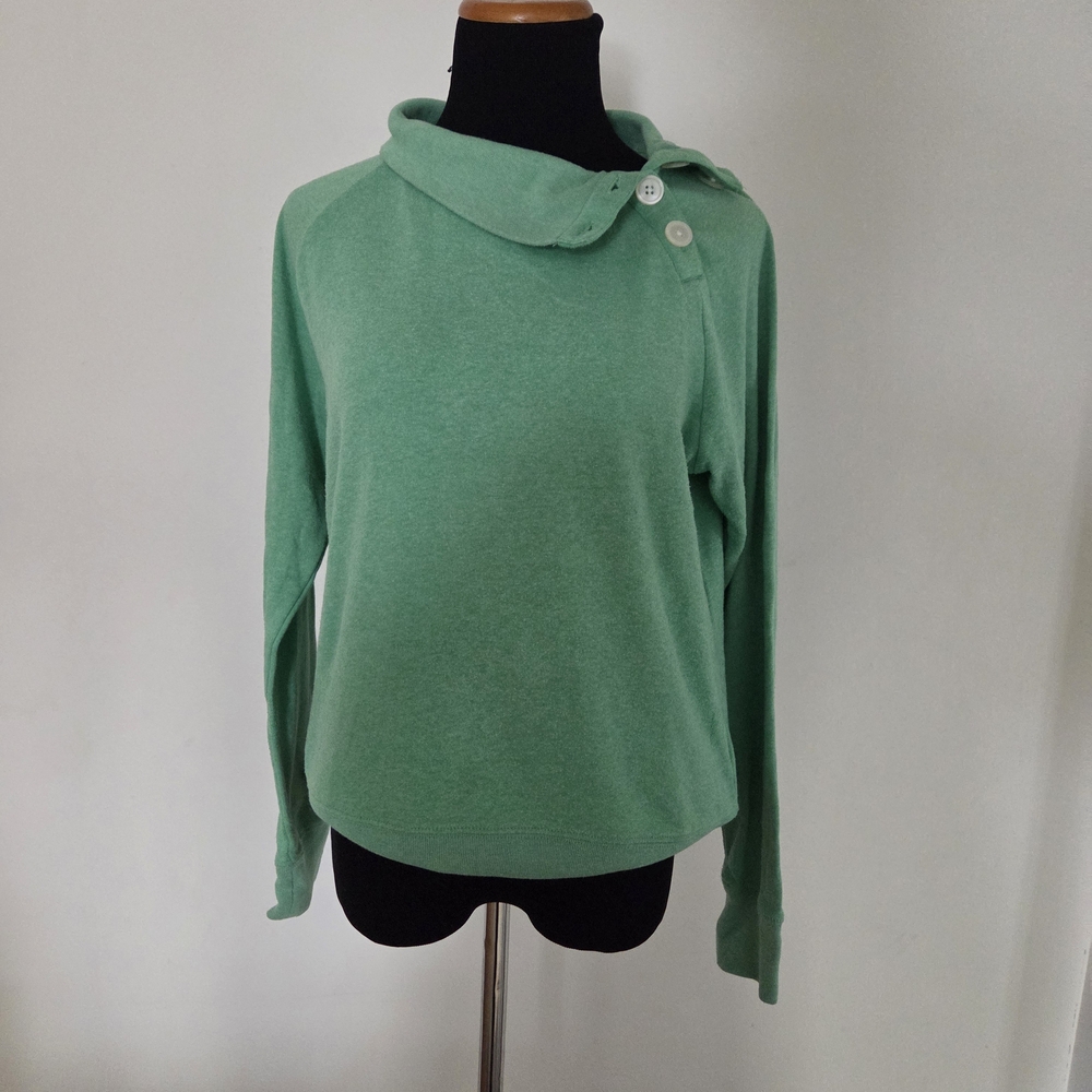 J. Crew Women's Green Button-Neck Pullover Sweater Size S